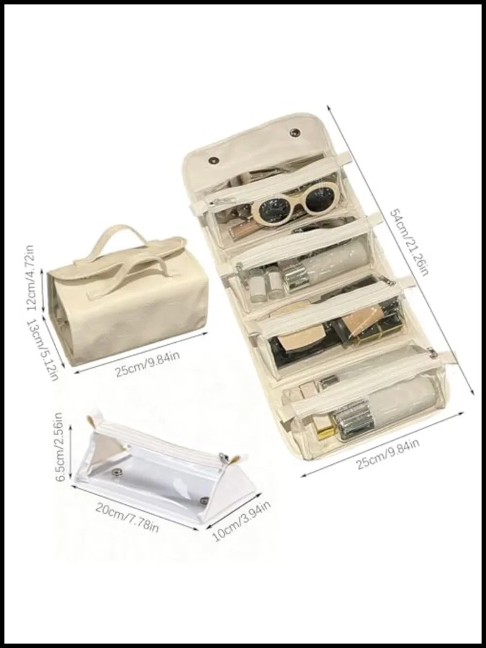 4-in-1 Detachable Cosmetic Bag, Waterproof PU Leather Makeup Organizer, Travel